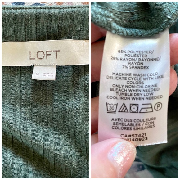 Loft Ribbed Wrap Top in Green - Picture 7 of 7